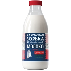 Молоко Калужская Зорька пастеризованное 3.2-4%, 900мл