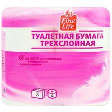 Fine Life Бумага туалетная 3 слоя 4 рулона