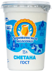 Сметана Деревенское молочко 15%, 500г