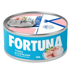 Тунец Fortuna кусочками в собственном соку, 185г