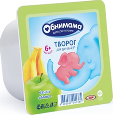 Творог детский Обнимама Яблоко и банан 4.2% с 6 месяцев, 100г