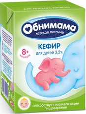 Кефир детский ЗМК Обнимама 3.2% с 8 месяцев, 200мл
