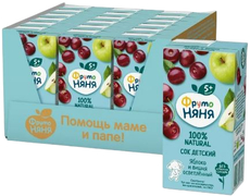 Сок детский ФрутоНяня Яблоко и вишня с 5 месяцев, 200млх 18 шт