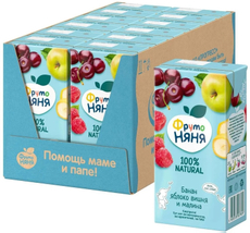 Сок детский ФрутоНяня Банан, яблоко, вишня и малина с 3 лет, 500мл х 12 шт