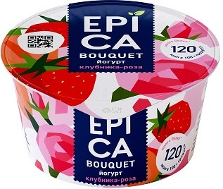 Йогурт Epica Bouquet клубника роза 4.8%, 130г