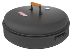 Коптильня стационарная Firewood большая стальная с деревянной ручкой круглая с крышкой датчиком температуры, 15 x 45 x 45см