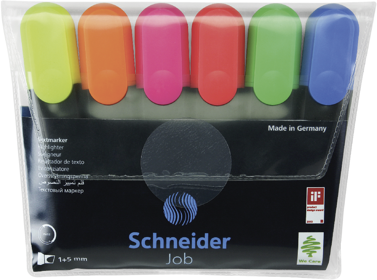 Маркеры текстовые Schneider Job, 6 цветов