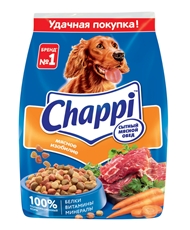 Корм сухой Chappi Сытный мясной обед Мясное изобилие для взрослых собак всех пород, 600г