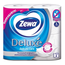 Туалетная бумага Zewa Deluxe белая 3-слойная, 4 рулона
