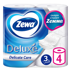 Туалетная бумага Zewa Deluxe 3-слойная, 4 рулона
