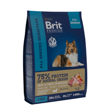 Корм сухой Brit для собак всех пород с ягненком и рисом, 3кг