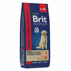 Корм сухой Brit для взрослых собак крупных пород, 15кг