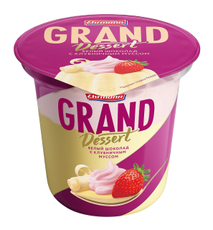 Пудинг Ehrmann Grand Dessert белый шоколад с клубничным муссом 6%, 200г