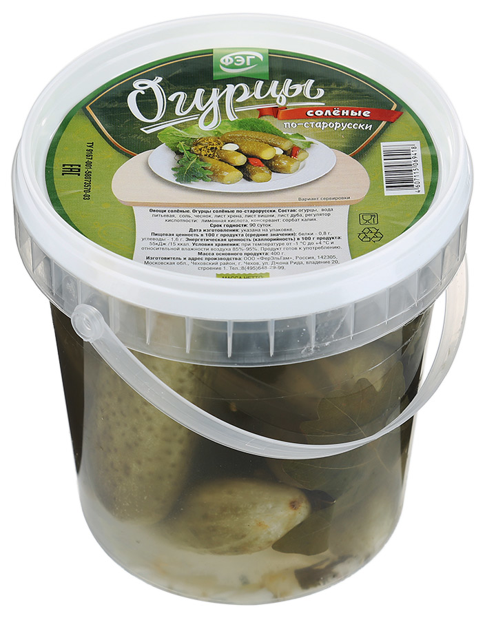 Огурцы ФЭГ соленые по-старорусски, 800г