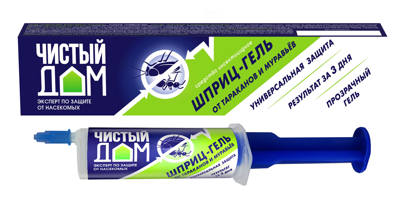 гель чистый дом универсальный от тараканов и муравьев, 20мл купить с .... гель-шприц чистый дом универсальный от таракан
