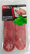 Ассорти колбас Йола Дольче Вита и Тоскана сыровяленых нарезка, 100г