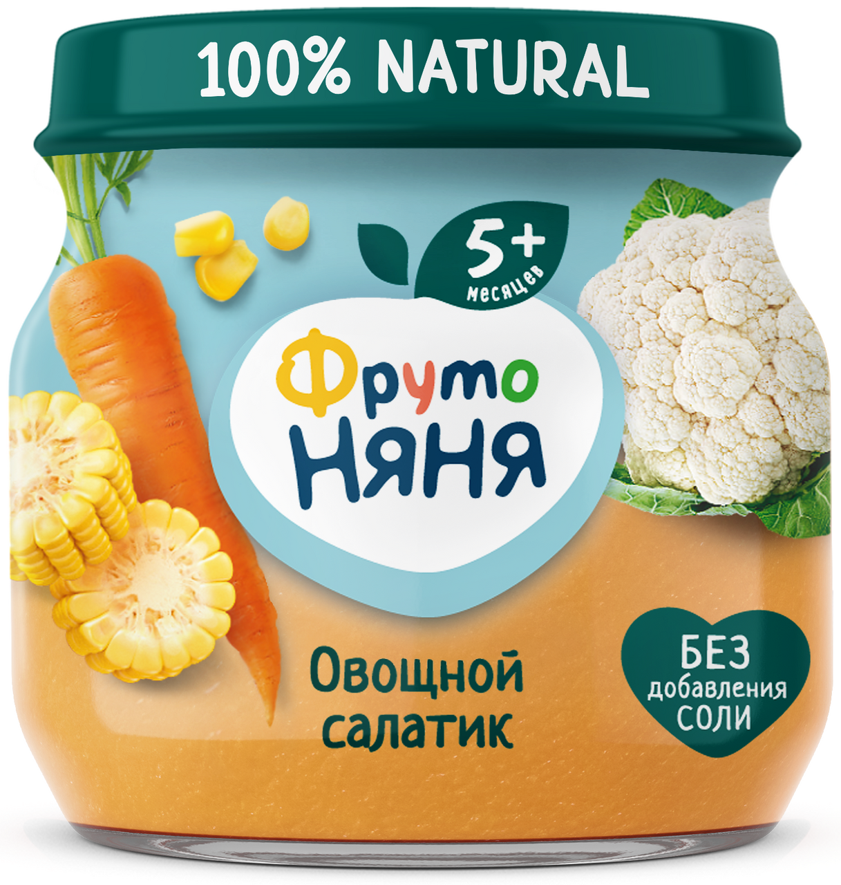 Изображение товара Пюре овощное детское ФрутоНяня Цветная капуста, кукуруза и морковь с 5 месяцев, 80г