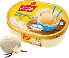 Мороженое Золотой стандарт Пломбир натуральный контейнер, 475г