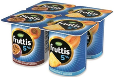 Йогуртный продукт Fruttis С маракуйей и персиком/с ананасом и дыней 5%, 115г