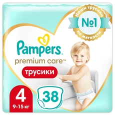 Подгузники трусики Pampers Premium Care 4 размер 9-15кг, 38шт