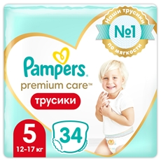 Подгузники трусики Pampers Premium Care 5 размер 12-17кг, 34шт