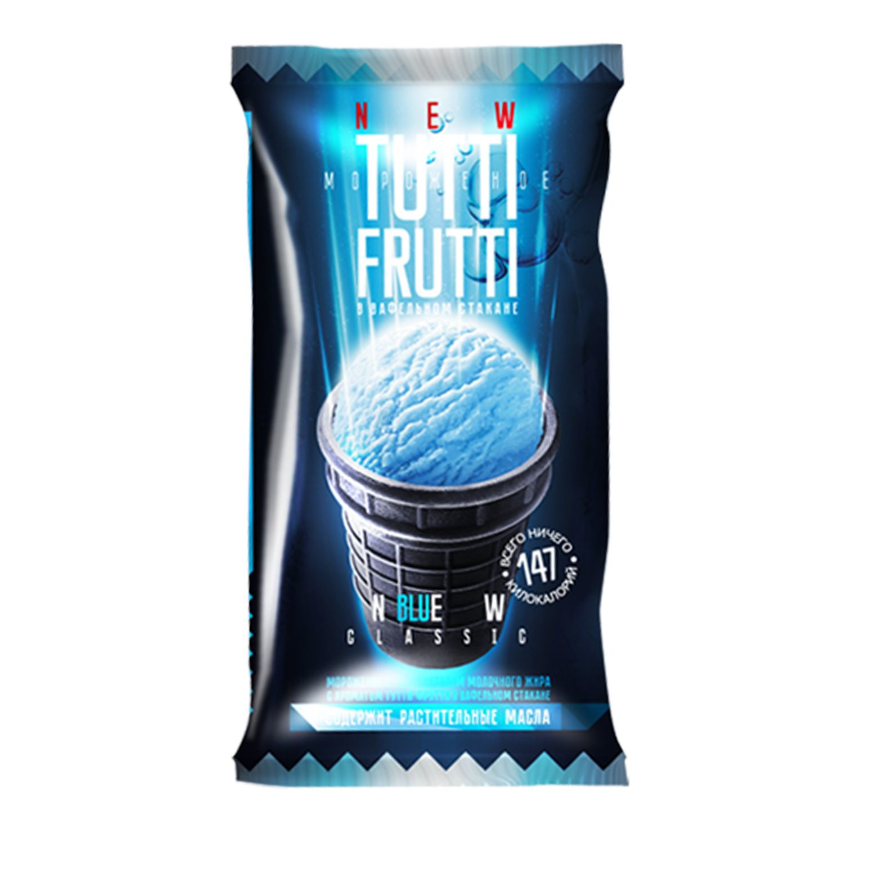 Мороженое Фабрика грез Тутти-фрутти черный вафельный стаканчик 12%, 70г ...