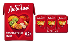 Напиток сокосодержащий Любимый Тропический микс, 200мл x 27 шт