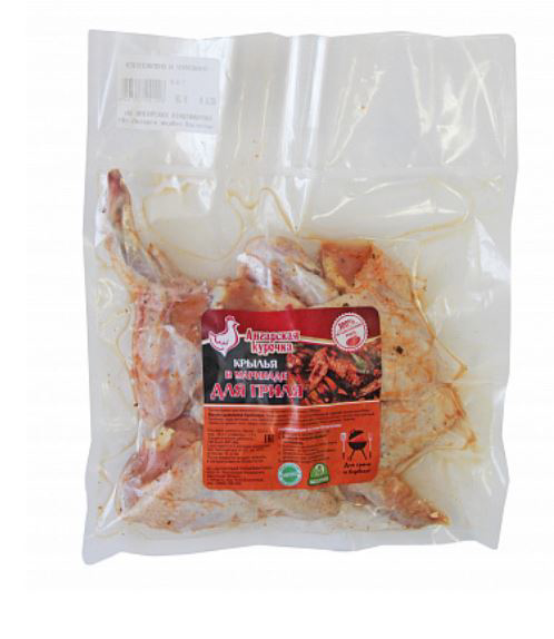 Крылья цыпленка-бройлера Ангарская курочка для гриля в маринаде охлажденные, ~700г