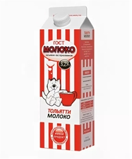 Молоко Тольяттимолоко пастеризованное ГОСТ 3.2%, 900мл