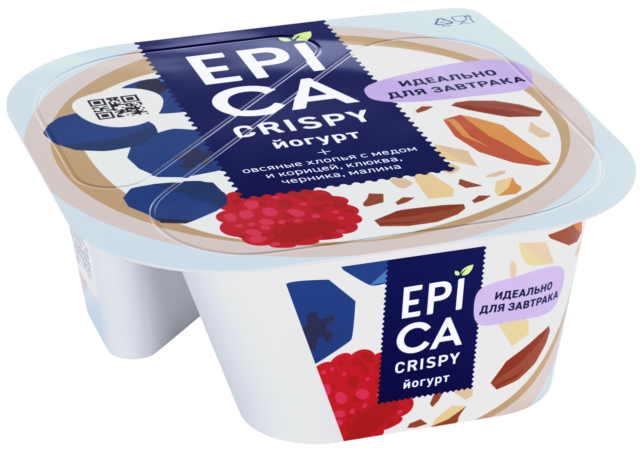 Йогурт Epica Crispy смесь из мюсли и сушеных ягод 6%, 138г
