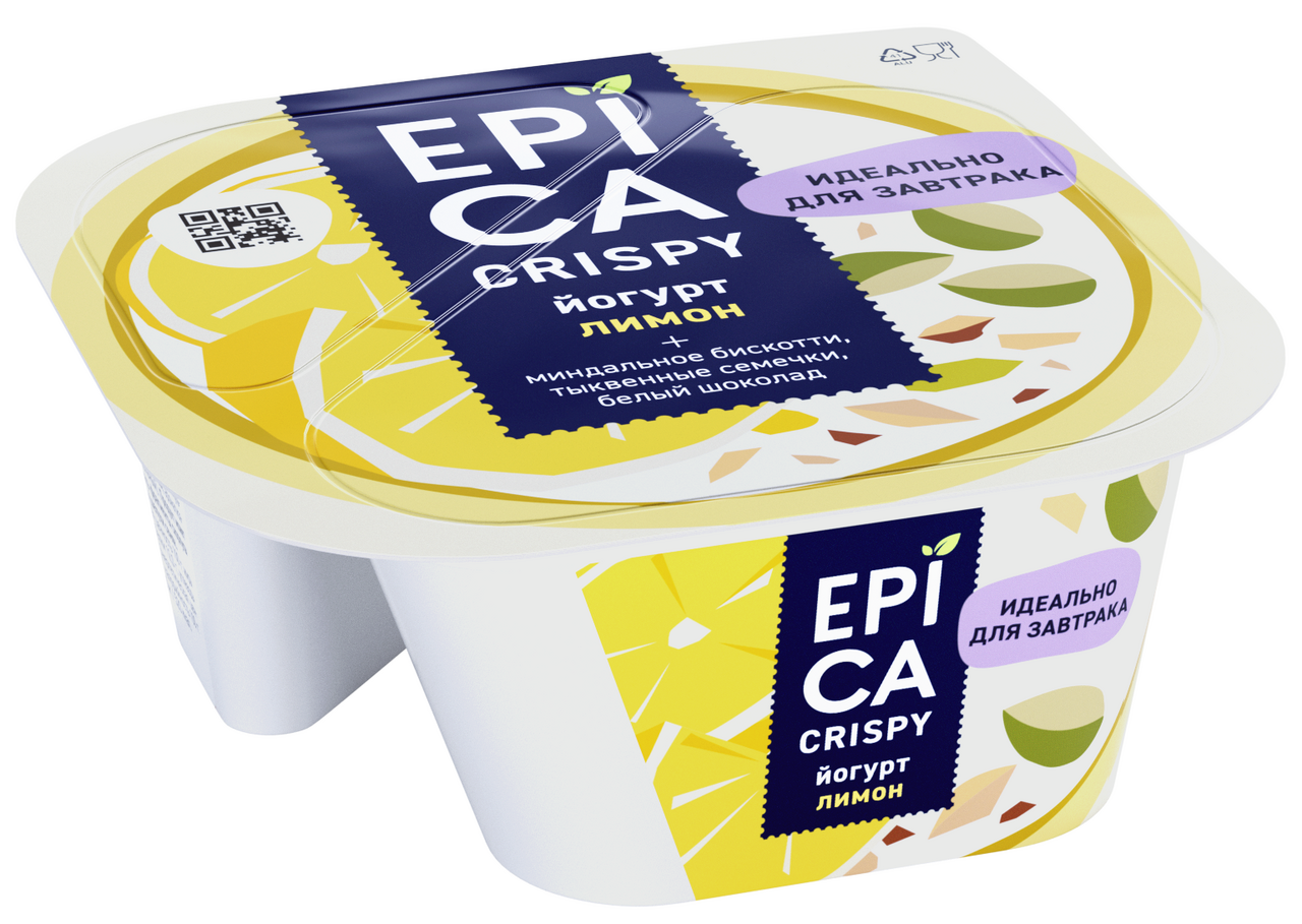 Йогурт Epica Crispy лимон 4.8%, 140г