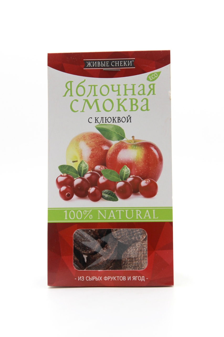 Смоква яблочная ЖИВЫЕ СНЭКИ С клюквой, 60 г купить с доставкой на дом ...