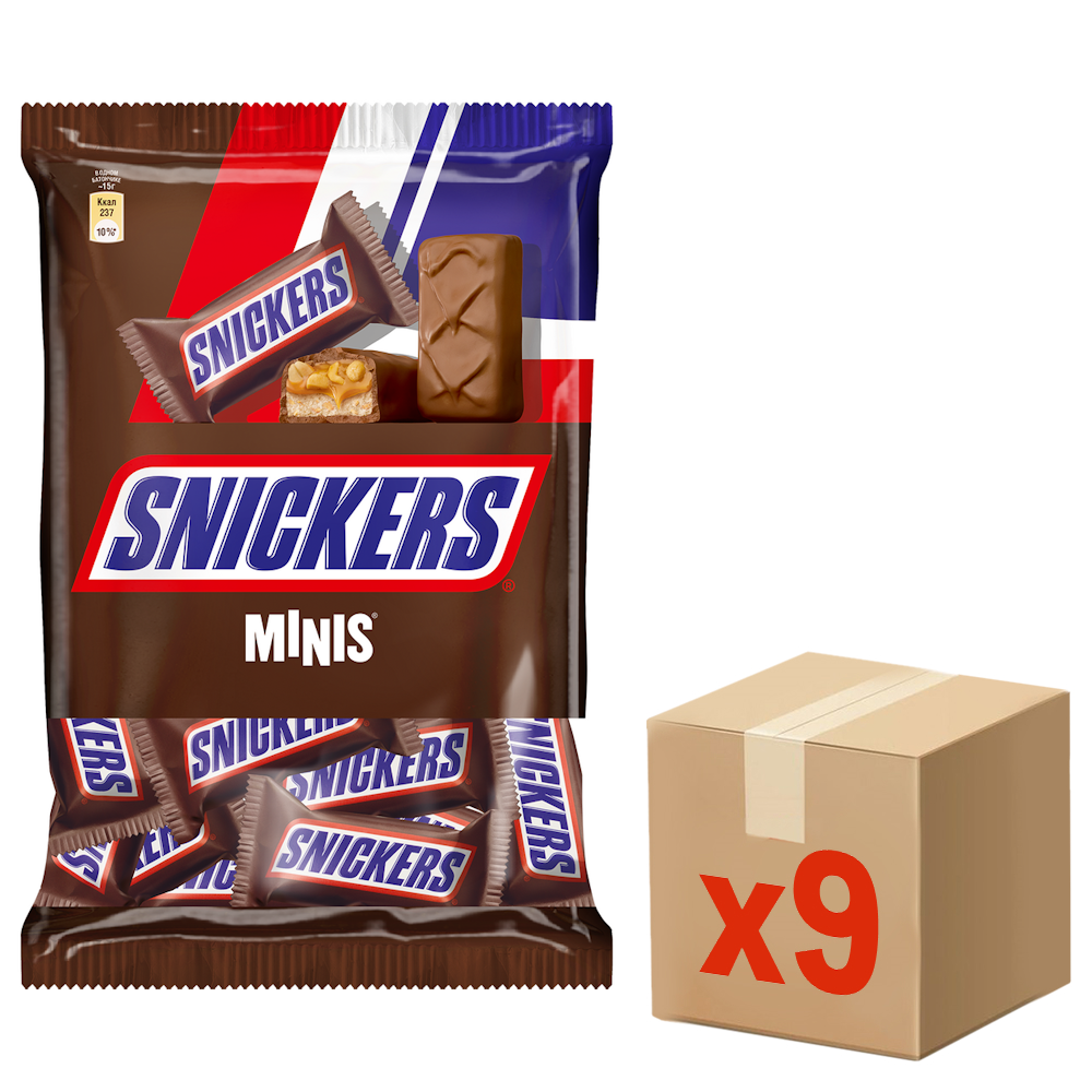 Конфеты шоколадные Snickers Minis, 180г x 9 шт