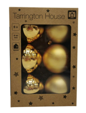 Tarrington House Набор елочных шаров золотой 6см, 6шт