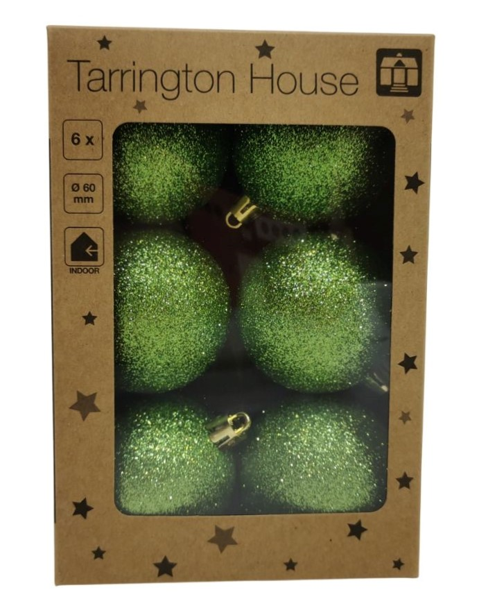 Tarrington House Набор елочных шаров зеленый 6см, 6шт