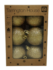 Tarrington House Набор шаров золотой с блестками 6см, 6шт