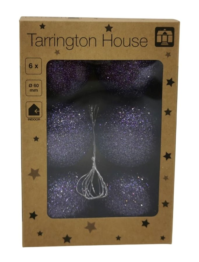 Tarrington House Набор шаров темно-синий с блестками 6см, 6шт