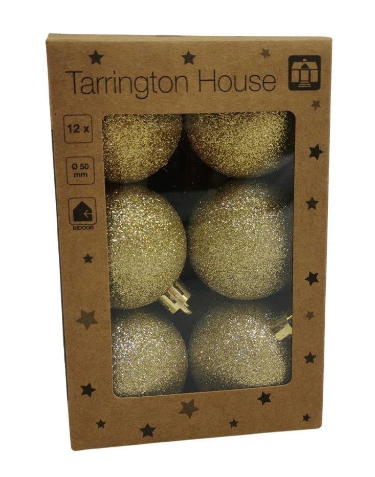 Tarrington House Набор шаров золотой с блестками 5см, 12шт