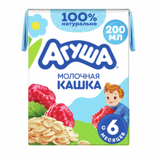 Каша молочная детская Агуша Овсяная Малина 2.5% с 6 месяцев, 200мл
