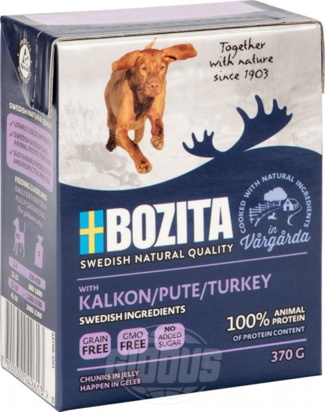 Корм влажный Bozita кусочки индейка в желе для собак, 370г купить с ...