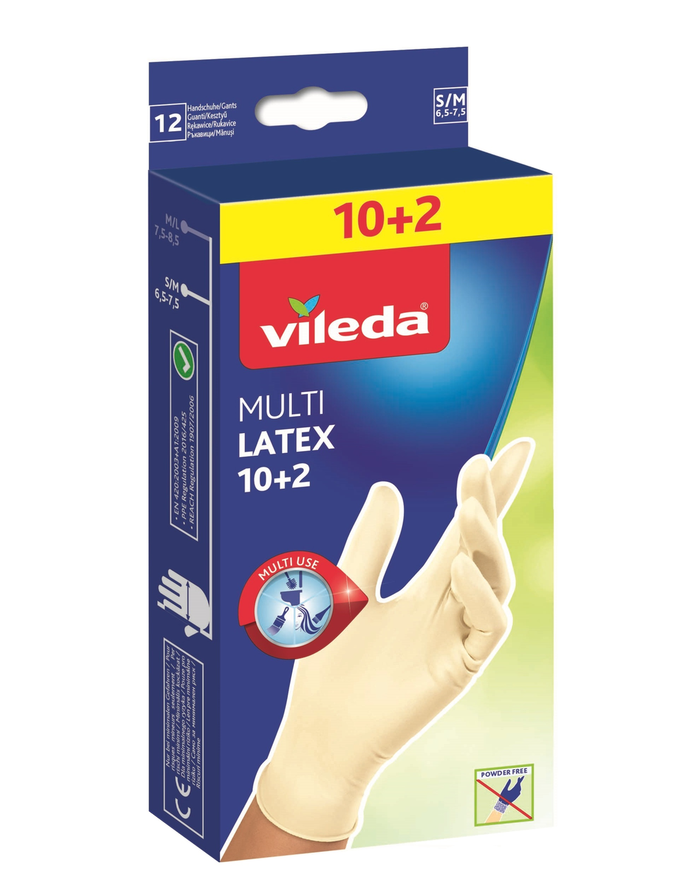 Перчатки хозяйственные Vileda с бальзамом резиновые S-M, 12шт