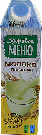 Напиток растительный овсяный Здоровое меню Классический, 1л