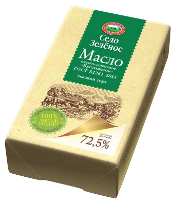 Масло сливочное Село Зеленое Крестьянское ГОСТ 72.5%, 175г купить с ...