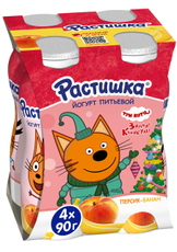 Йогурт питьевой детский Растишка Персик и банан 1.6% с 3 лет, 90г x 4 шт