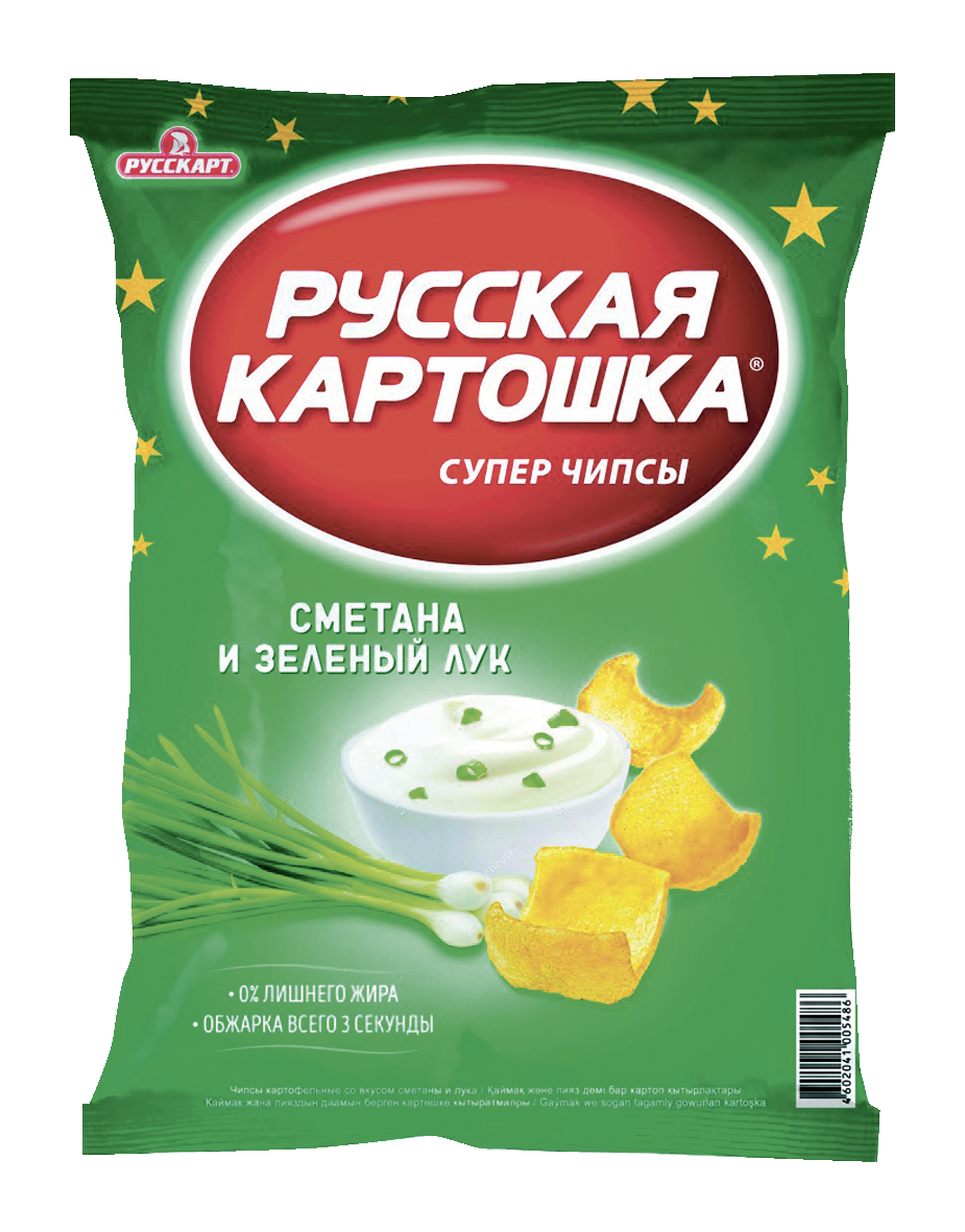 Чипсы картофельные Русская картошка сметана и зеленый лук, 50г купить с  доставкой на дом, цены в интернет-магазине