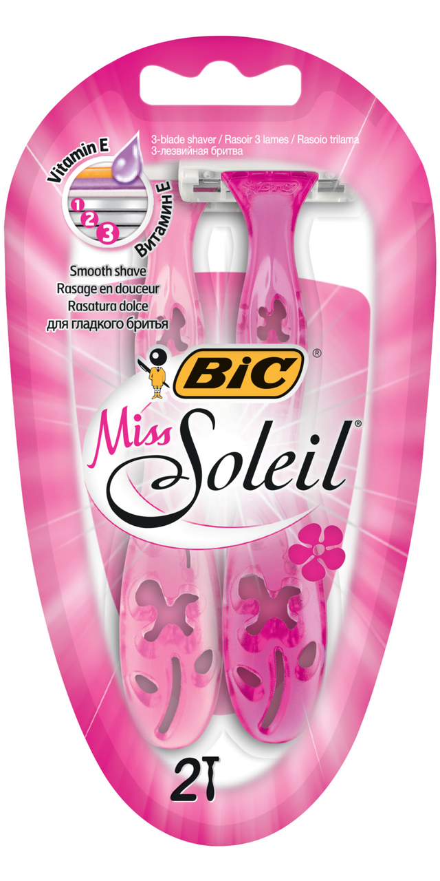 Изображение товара Бритва одноразовая женская BIC Miss Soleil 3 лезвия увлажняющая полоска, 2 шт