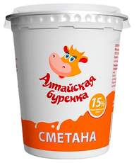 Сметана Алтайская буренка 15%, 350г