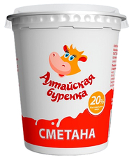 Сметана Алтайская буренка 20%, 350г