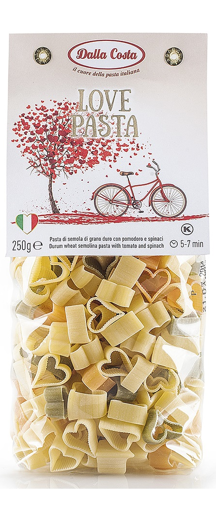 Изображение товара Макароны фигурные детские Dalla Costa Love Pasta с томатами и шпинатом, 250г
