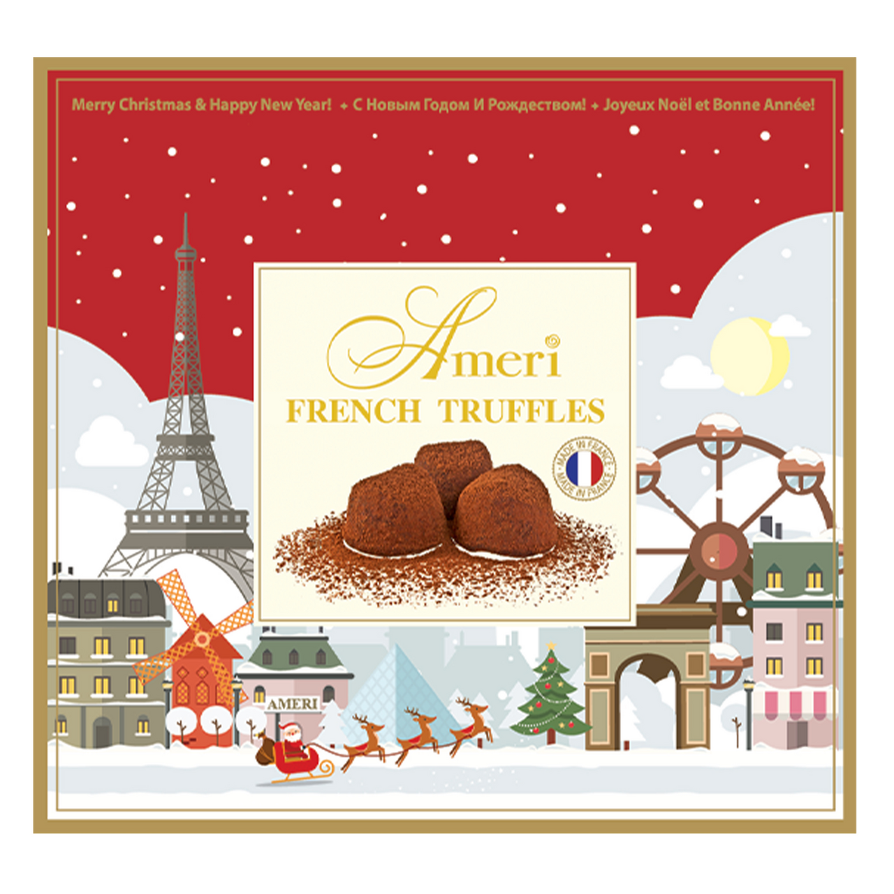 Набор шоколадных конфет Ameri Truffles French Трюфели классические Рождество в Париже, 250г